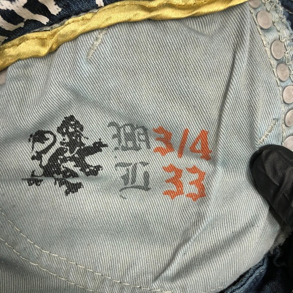 Coogi Jeans Juniors 3/4 W28 Blue Dark Wash Low Rise Straight Studded Zip Stretch - Picture 5 of 14